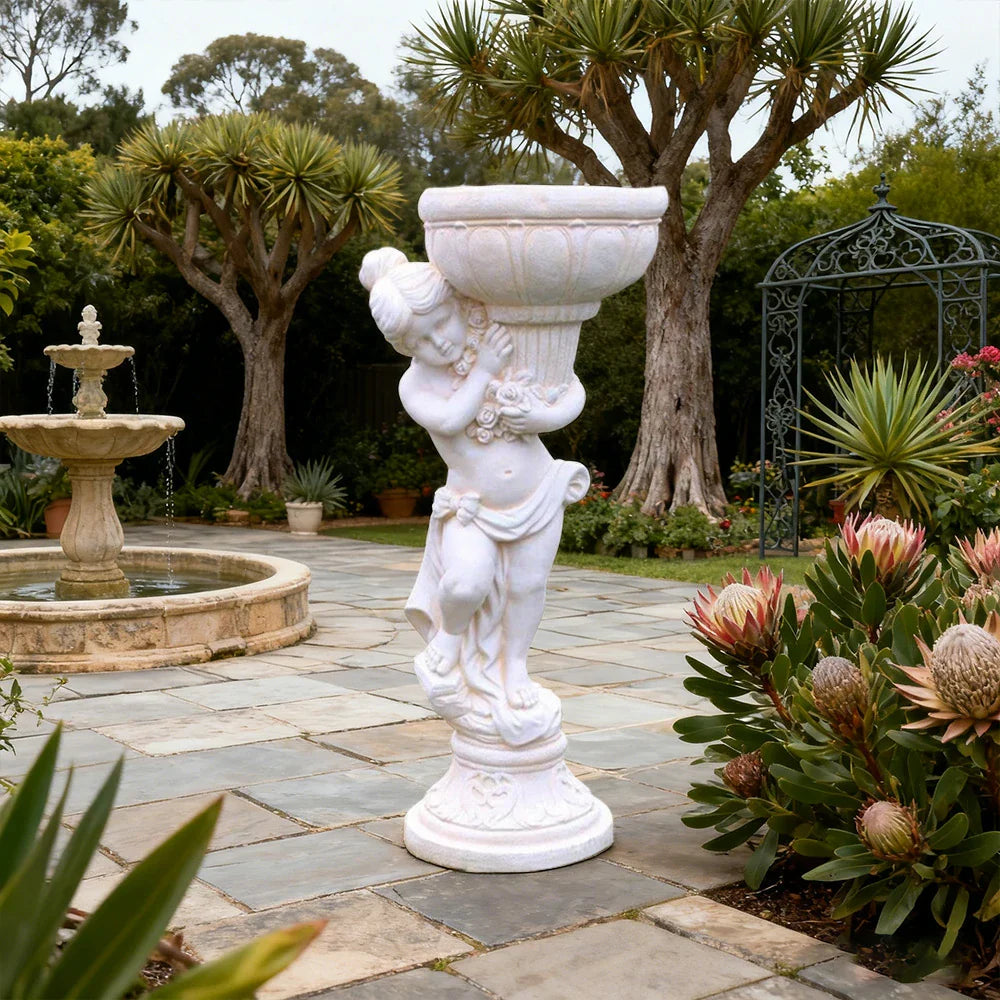 SOLARA 112cm Boy Angel Design Outdoor Planter UV-Resistant, Waterproof, Corrosion-Resistant, Durable for All Weather, Elegant Design for Gardens Patios