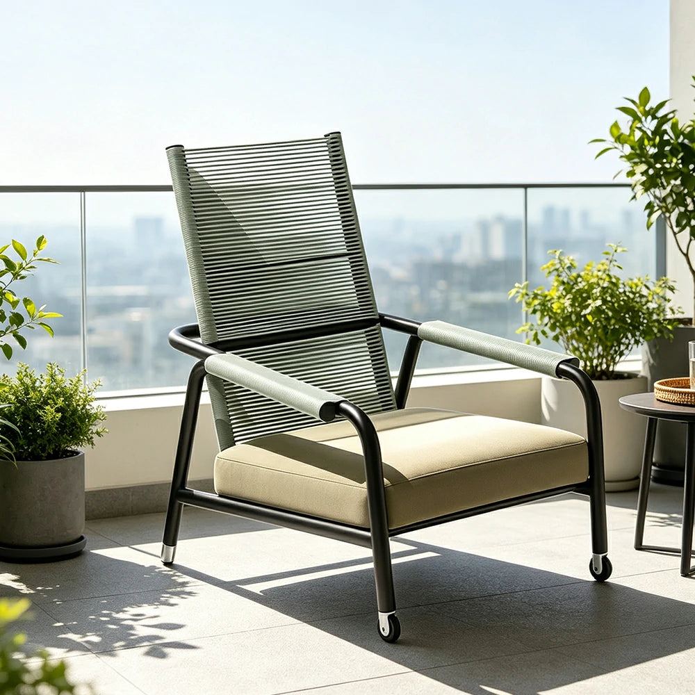 SOLARA Premium High Back Outdoor Lounge Sofa Olefin Rope Quick Dry Cushion Aluminium Frame for Patio Garden Balcony and Courtyard