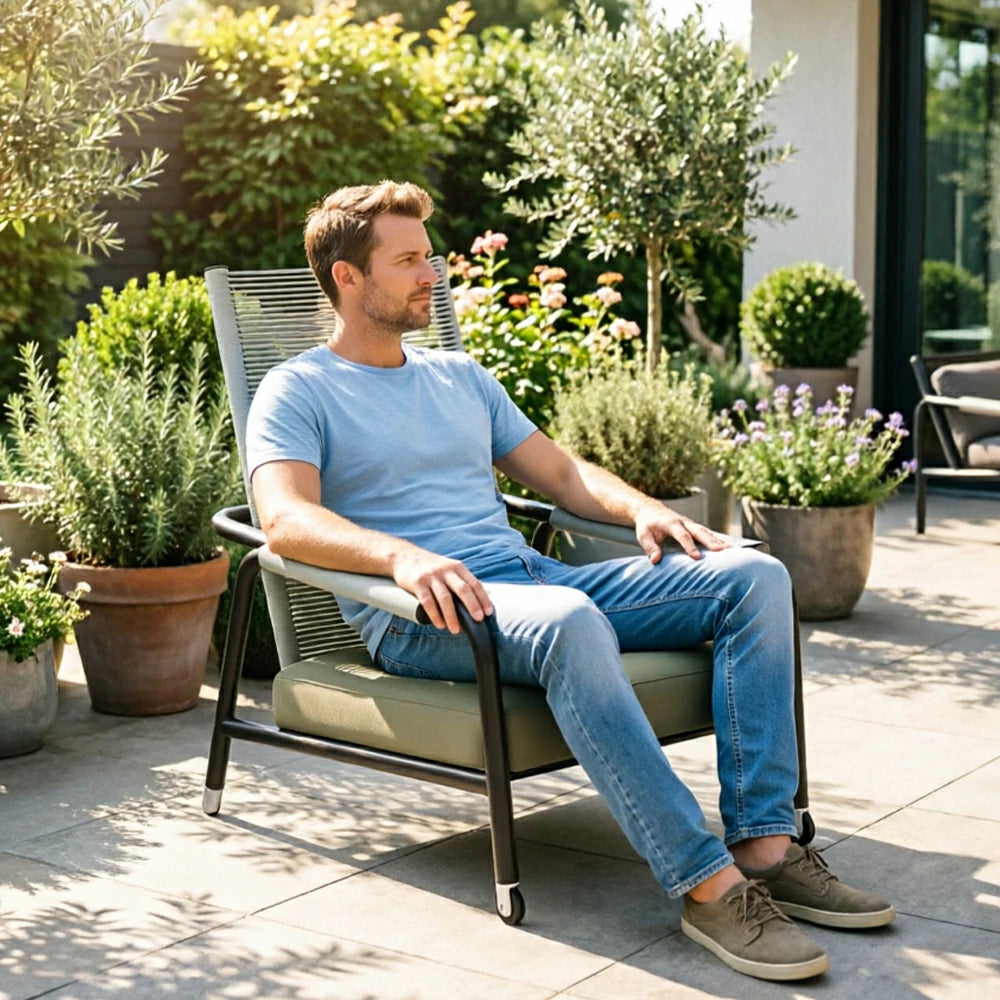 SOLARA Premium High Back Outdoor Lounge Sofa Olefin Rope Quick Dry Cushion Aluminium Frame for Patio Garden Balcony and Courtyard