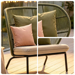 SOLARA Nordic Outdoor Lounge Sofa Curved Backrest Rope Weaving Water Repellent Cushion for Patio Balcony and Garden