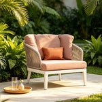 SOLARA Outdoor Lounge Sofa Morandi Design High Density Cushion Weather Resistant Rope for Courtyard Patio and Garden