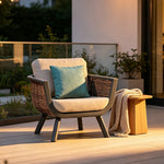 SOLARA Outdoor Wicker Sofa All Aluminium Frame AXVISION Waterproof Fabric for Courtyard Patio Garden and Leisure Space