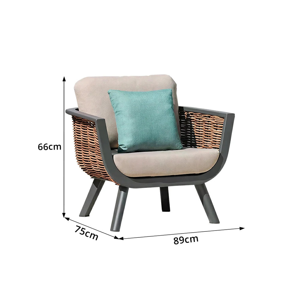 SOLARA Outdoor Wicker Sofa All Aluminium Frame AXVISION Waterproof Fabric for Courtyard Patio Garden and Leisure Space