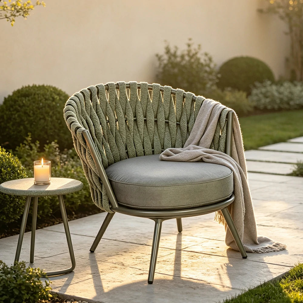 SOLARA Outdoor Rope Lounge Sofa Thickened Aluminium Frame Quick-Dry Cushions for Patio Balcony Garden