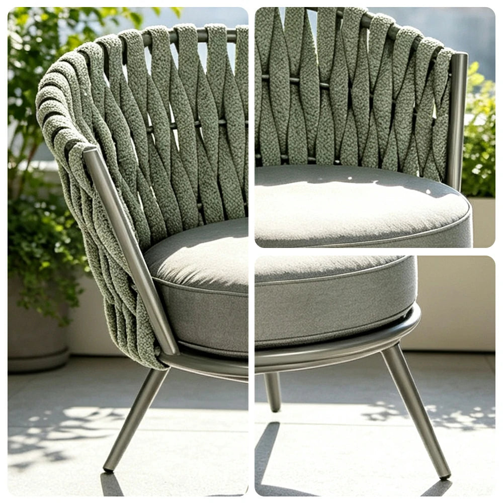 SOLARA Outdoor Rope Lounge Sofa Thickened Aluminium Frame Quick-Dry Cushions for Patio Balcony Garden