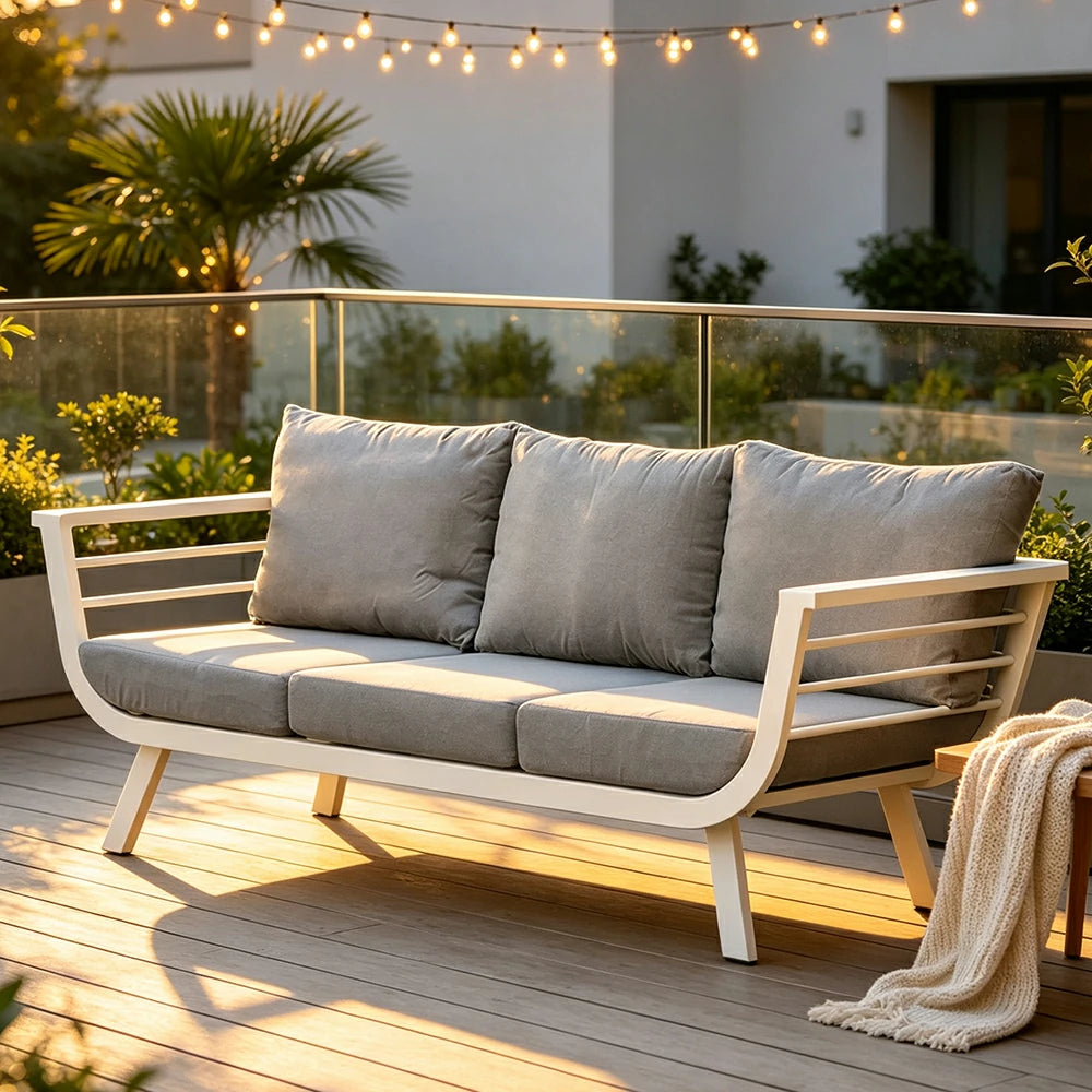 SOLARA Outdoor Aluminium Lounge Sofa Waterproof Cushions High-Density Sponge for Patio Balcony Garden
