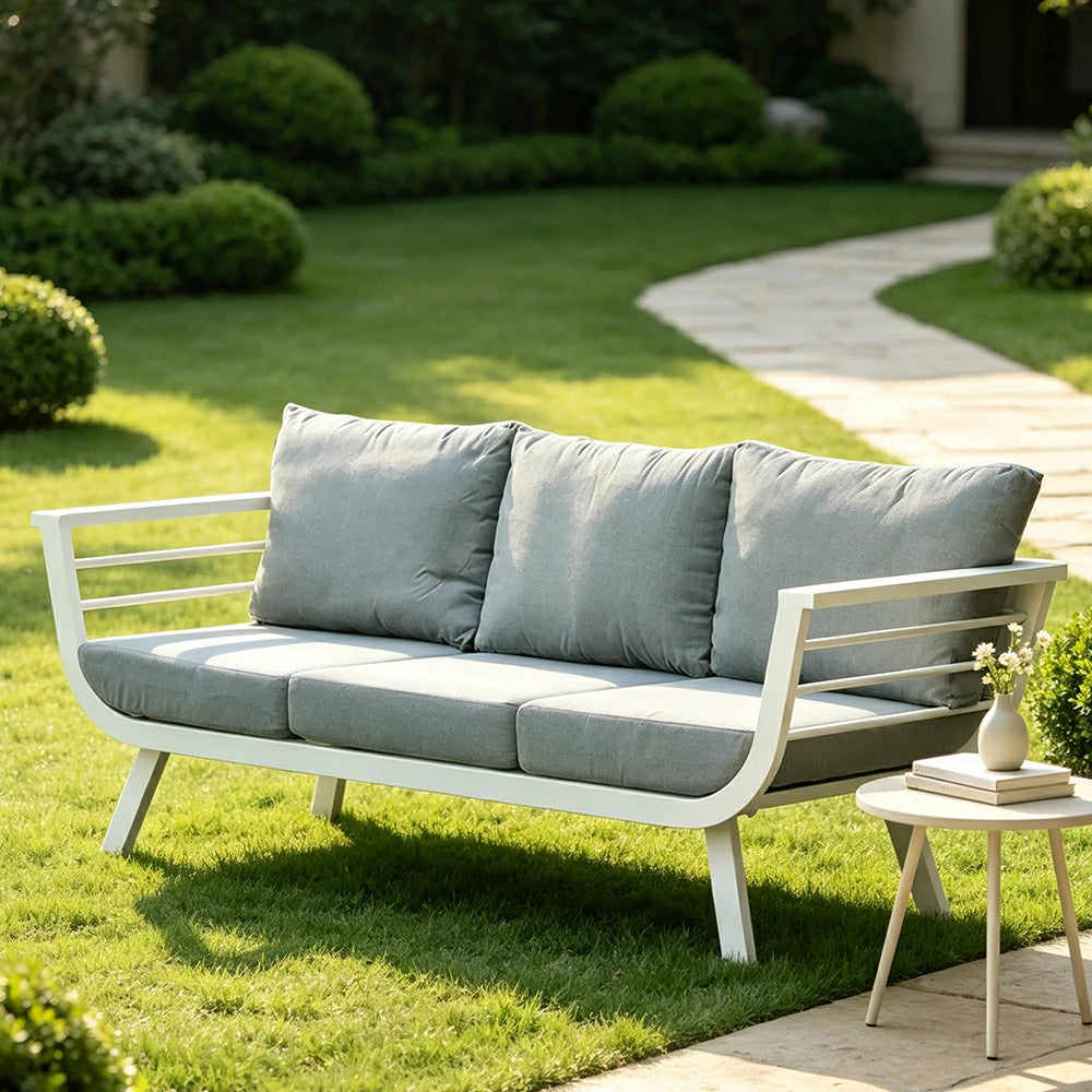 SOLARA Outdoor Aluminium Lounge Sofa Waterproof Cushions High-Density Sponge for Patio Balcony Garden
