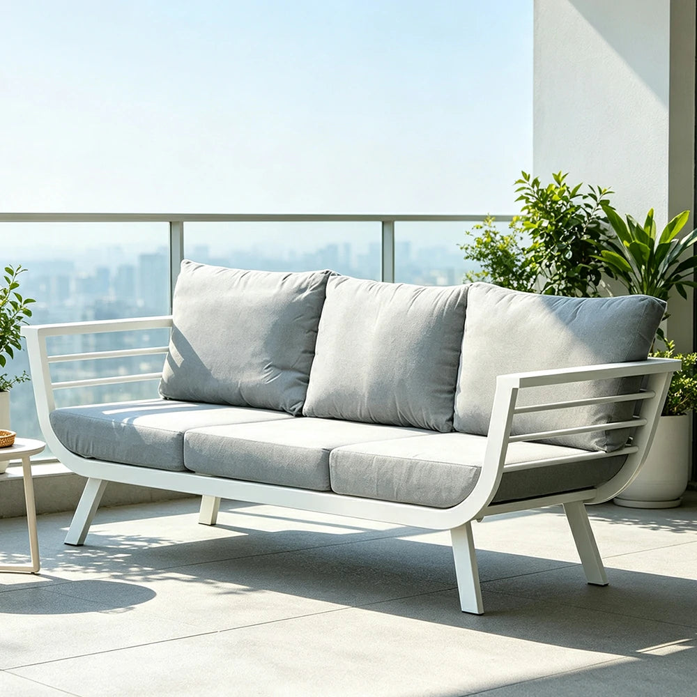 SOLARA Outdoor Aluminium Lounge Sofa Waterproof Cushions High-Density Sponge for Patio Balcony Garden
