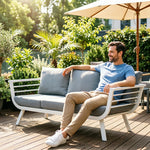 SOLARA Outdoor Aluminium Lounge Sofa Waterproof Cushions High-Density Sponge for Patio Balcony Garden