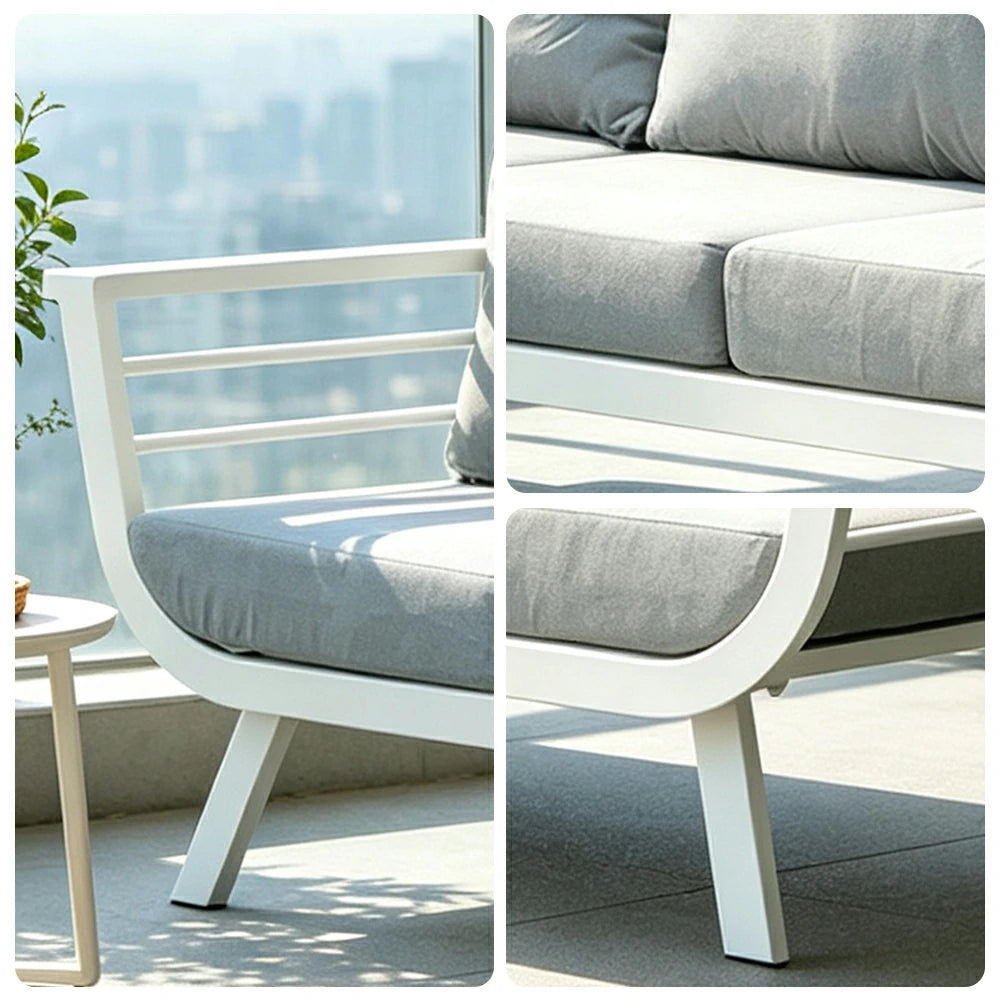 SOLARA Outdoor Aluminium Lounge Sofa Waterproof Cushions High-Density Sponge for Patio Balcony Garden
