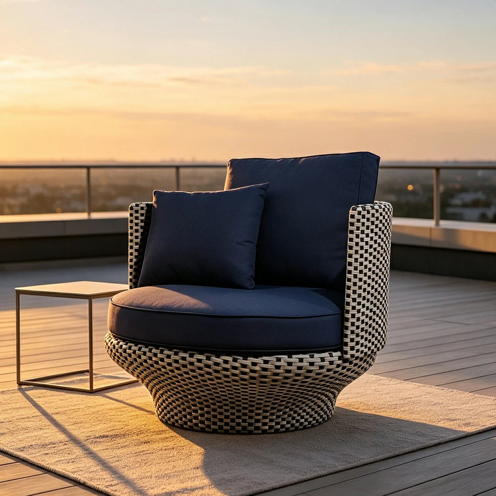 SOLARA Outdoor Rope Lounge Chair Thickened Aluminium Frame Waterproof Fabric for Patio Balcony Garden