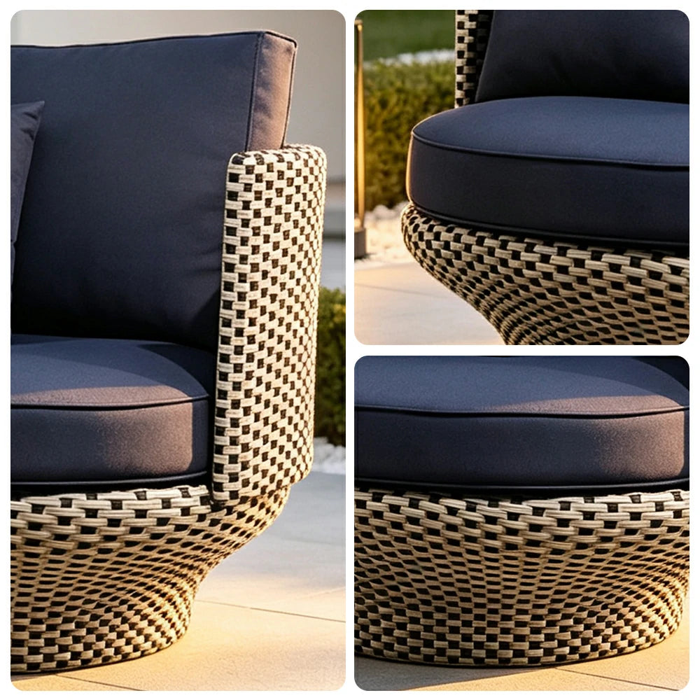 SOLARA Outdoor Rope Lounge Chair Thickened Aluminium Frame Waterproof Fabric for Patio Balcony Garden