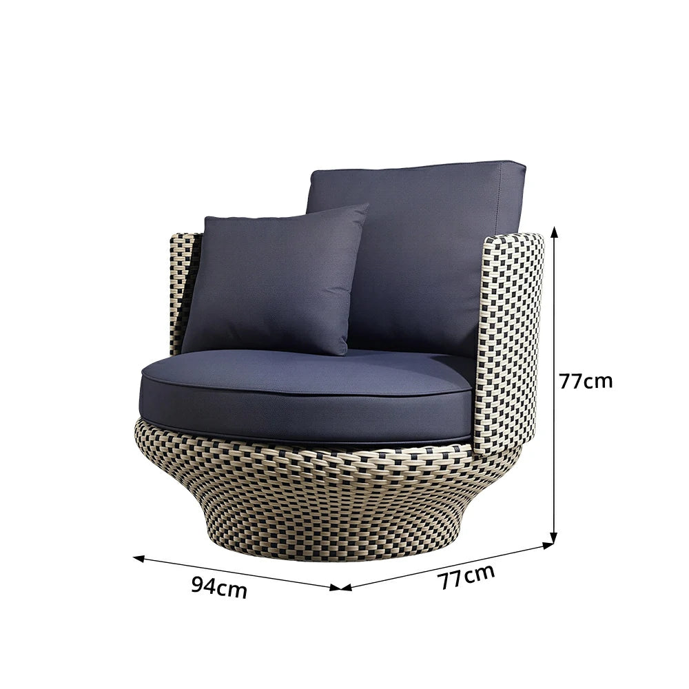 SOLARA Outdoor Rope Lounge Chair Thickened Aluminium Frame Waterproof Fabric for Patio Balcony Garden
