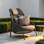 SOLARA Nordic Outdoor Rattan Lounge Chair PE Rattan Thickened Aluminium Frame for Patio Balcony Garden - Black