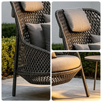 SOLARA Nordic Outdoor Rattan Lounge Chair PE Rattan Thickened Aluminium Frame for Patio Balcony Garden - Black