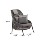 SOLARA Nordic Outdoor Rattan Lounge Chair PE Rattan Thickened Aluminium Frame for Patio Balcony Garden - Black