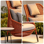 SOLARA Nordic Outdoor Rattan Lounge Chair PE Rattan Thickened Aluminium Frame for Patio Balcony Garden - Red