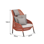 SOLARA Nordic Outdoor Rattan Lounge Chair PE Rattan Thickened Aluminium Frame for Patio Balcony Garden - Red