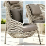 SOLARA Nordic Outdoor Rattan Lounge Chair PE Rattan Thickened Aluminium Frame for Patio Balcony Garden - White