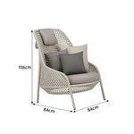 SOLARA Nordic Outdoor Rattan Lounge Chair PE Rattan Thickened Aluminium Frame for Patio Balcony Garden - White