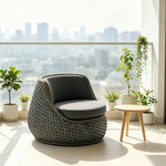 SOLARA Outdoor PE Rattan Lounge Chair Handwoven Design Aluminium Frame Waterproof Cushions for Patio Balcony Garden