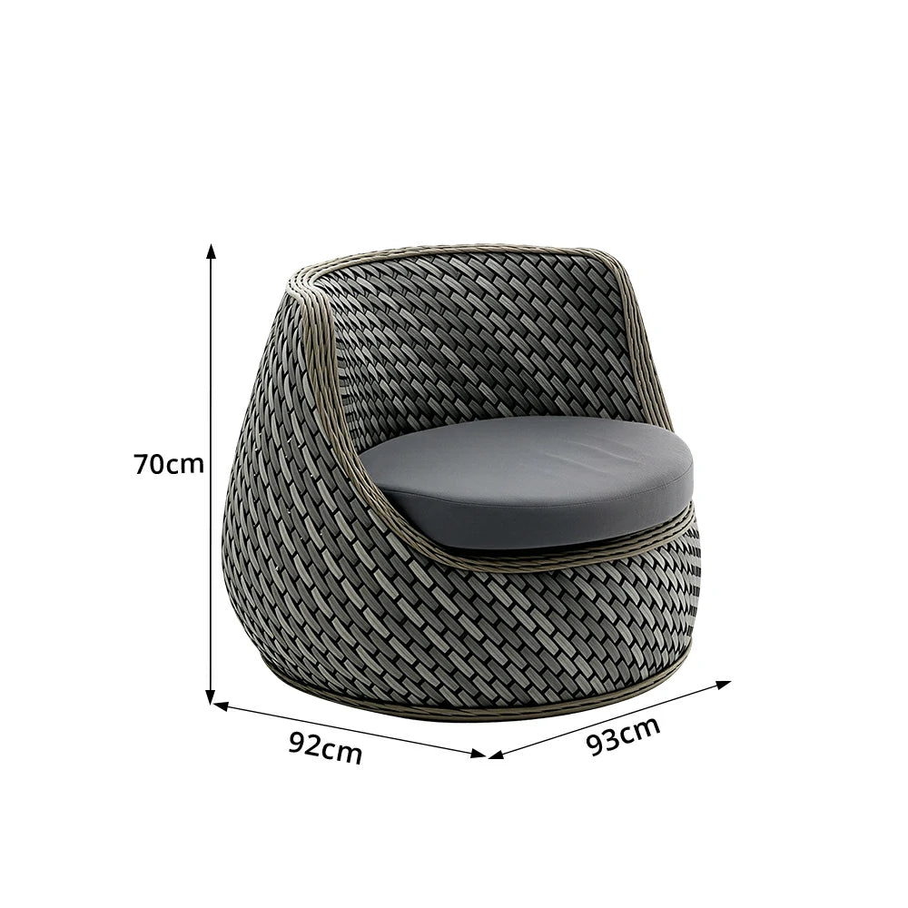 SOLARA Outdoor PE Rattan Lounge Chair Handwoven Design Aluminium Frame Waterproof Cushions for Patio Balcony Garden