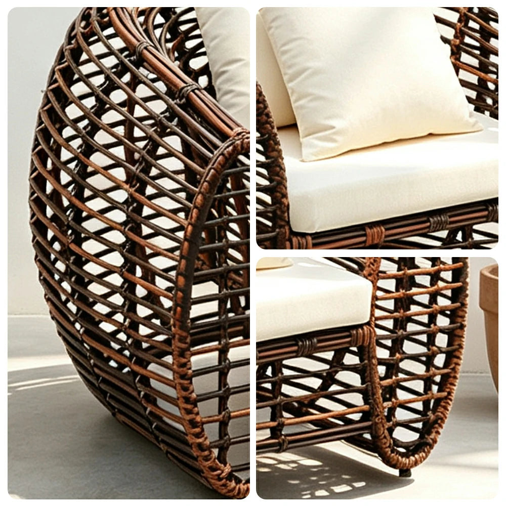 SOLARA Outdoor PE Rattan Lounge Chair Eco-Friendly Handwoven Design Weather-Resistant for Patio Garden Poolside