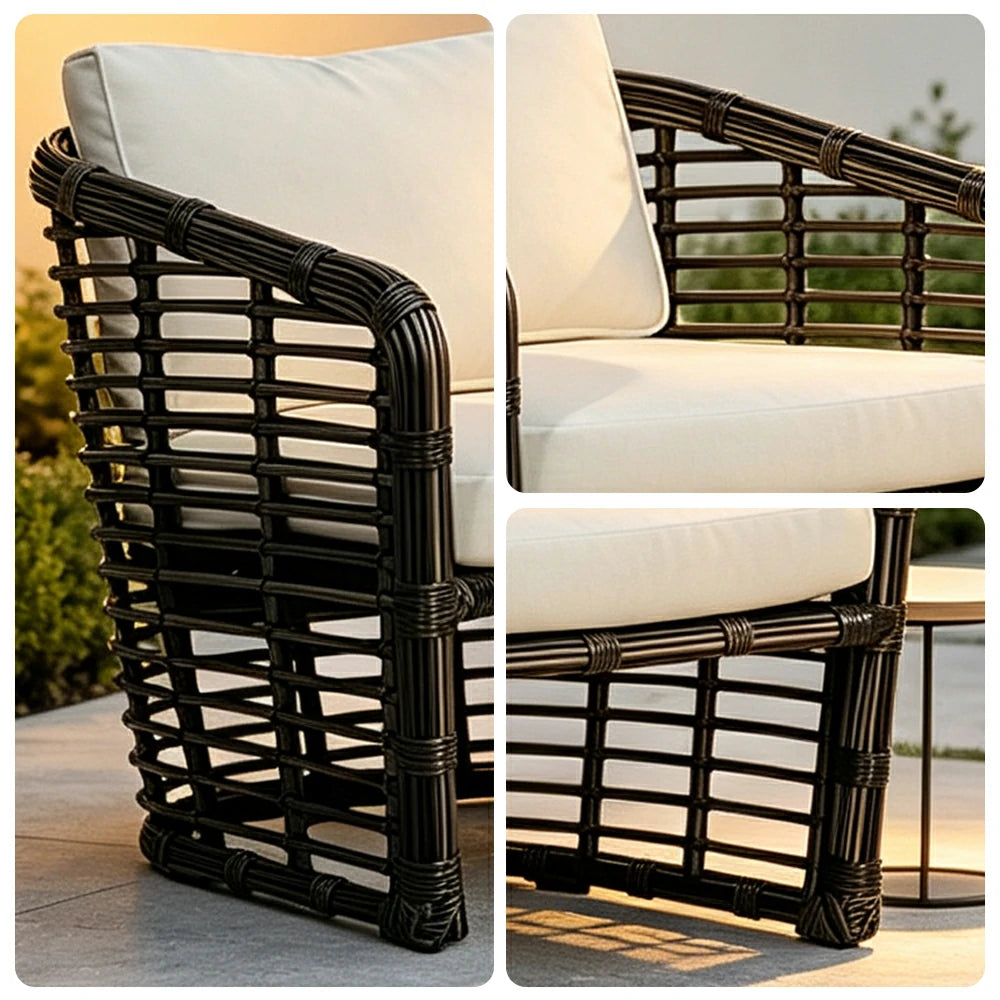SOLARA Outdoor PE Rattan Lounge Chair Handwoven Design Aluminium Frame Waterproof Cushions for Patio Balcony Garden
