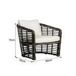 SOLARA Outdoor PE Rattan Lounge Chair Handwoven Design Aluminium Frame Waterproof Cushions for Patio Balcony Garden
