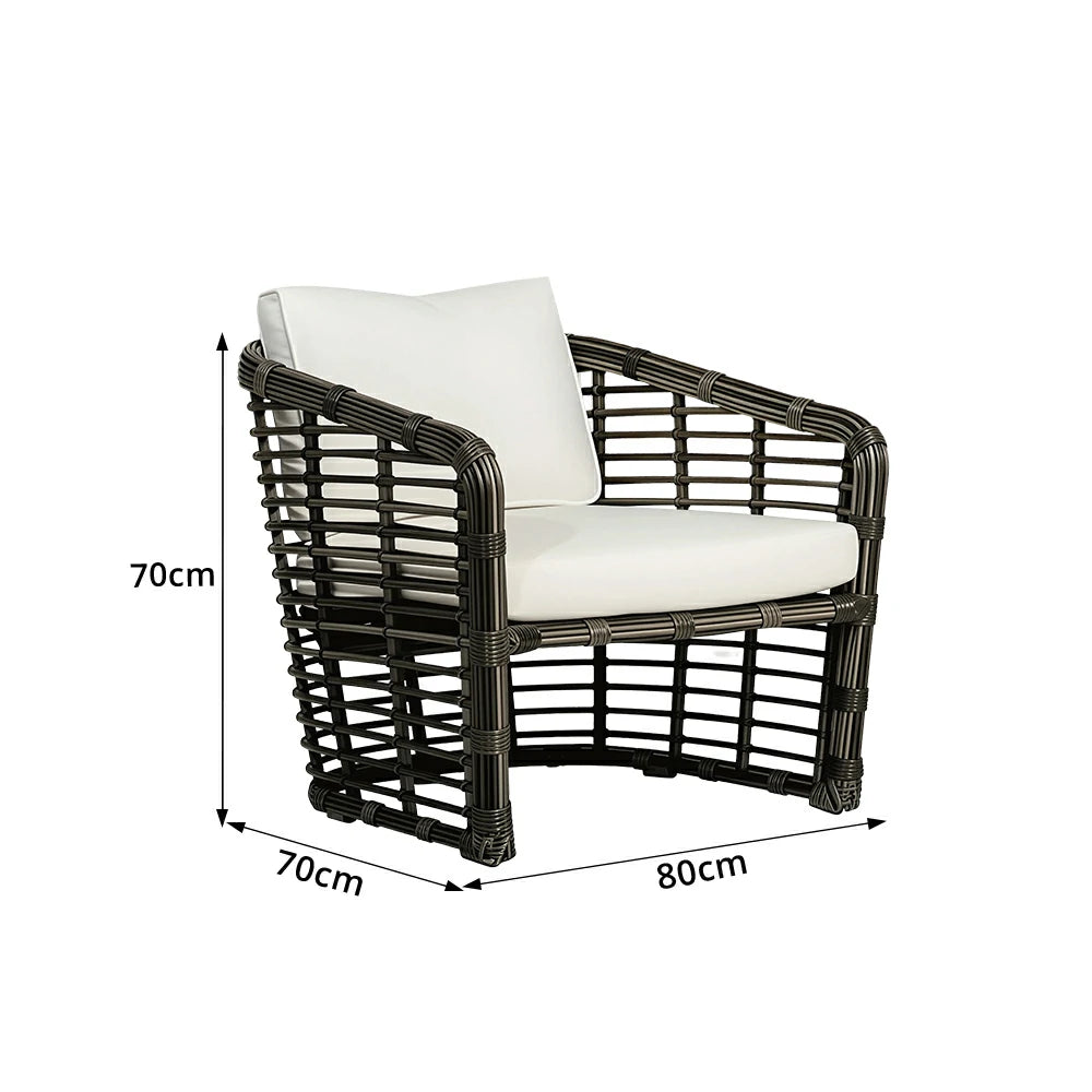 SOLARA Outdoor PE Rattan Lounge Chair Handwoven Design Aluminium Frame Waterproof Cushions for Patio Balcony Garden