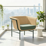 SOLARA Nordic Outdoor Rattan Armchair PE Rattan Aluminium Frame Waterproof Cushion for Patio Balcony Garden