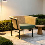 SOLARA Nordic Outdoor Rattan Armchair PE Rattan Aluminium Frame Waterproof Cushion for Patio Balcony Garden