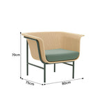 SOLARA Nordic Outdoor Rattan Armchair PE Rattan Aluminium Frame Waterproof Cushion for Patio Balcony Garden