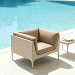 SOLARA Outdoor PE Rattan Lounge Sofa Waterproof Fabric High-Density Cushions for Patio Terrace Garden