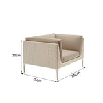 SOLARA Outdoor PE Rattan Lounge Sofa Waterproof Fabric High-Density Cushions for Patio Terrace Garden