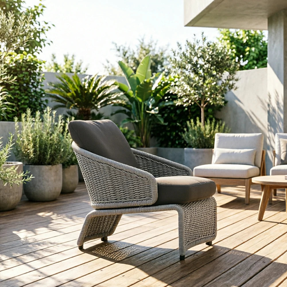 SOLARA Nordic Outdoor Rope Lounge Sofa Handwoven Design Steel Frame Waterproof Cushion for Patio Balcony Garden