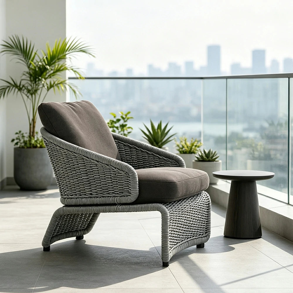 SOLARA Nordic Outdoor Rope Lounge Sofa Handwoven Design Steel Frame Waterproof Cushion for Patio Balcony Garden