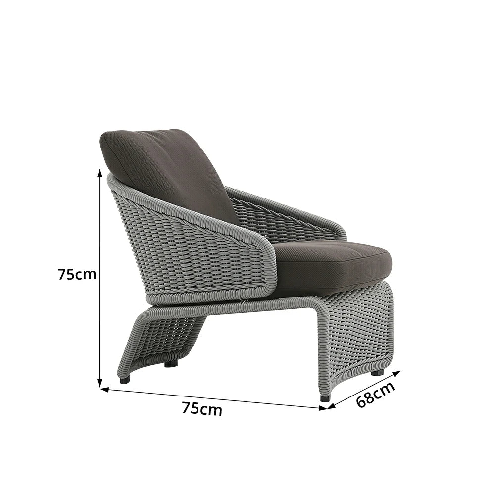 SOLARA Nordic Outdoor Rope Lounge Sofa Handwoven Design Steel Frame Waterproof Cushion for Patio Balcony Garden
