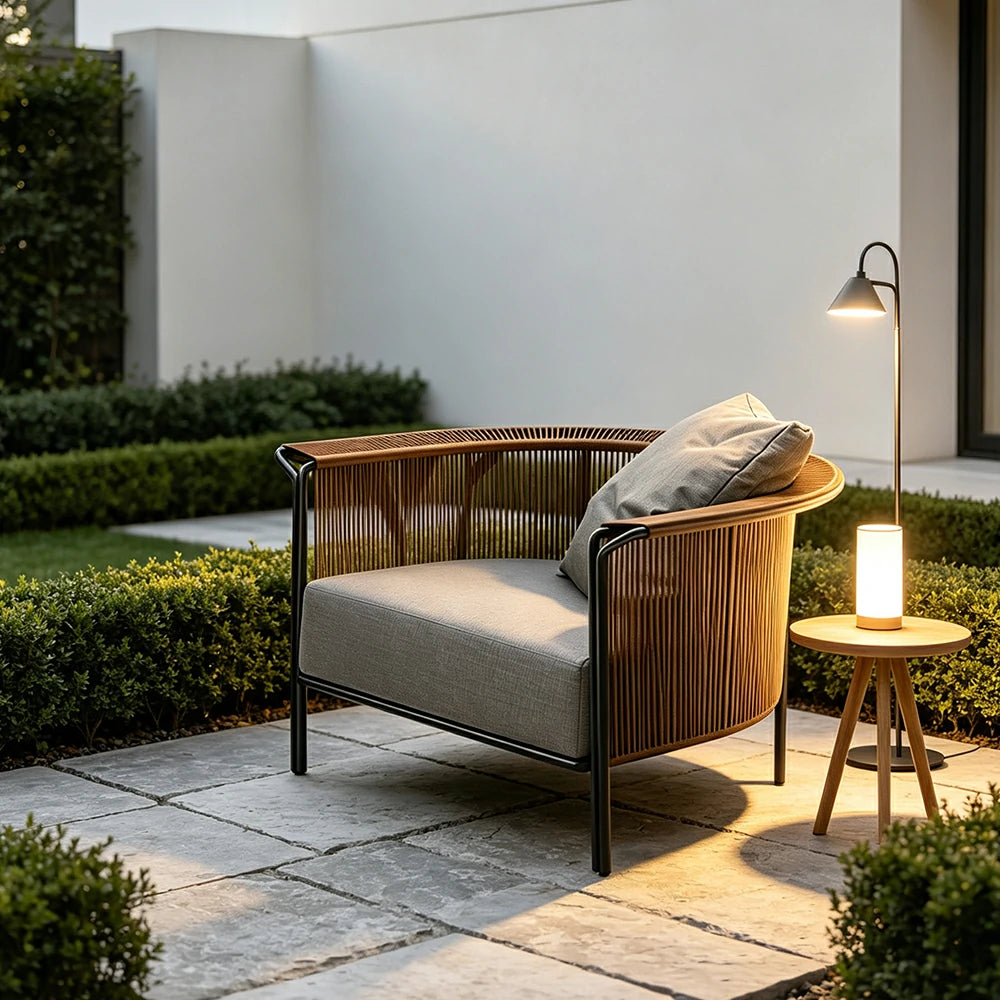 SOLARA Nordic Outdoor PE Rattan Chair Waterproof Breathable Cushion for Patio Balcony Garden