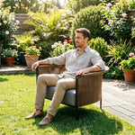 SOLARA Nordic Outdoor PE Rattan Chair Waterproof Breathable Cushion for Patio Balcony Garden