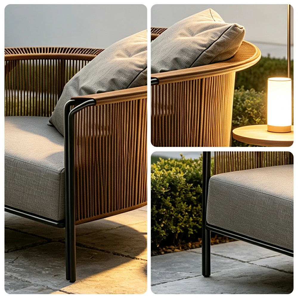 SOLARA Nordic Outdoor PE Rattan Chair Waterproof Breathable Cushion for Patio Balcony Garden