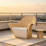 SOLARA Outdoor Woven Lounge Chair High-Rebound Cushion Breathable Backrest for Patio Terrace Indoor Lounge - Yellow