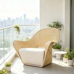 SOLARA Outdoor Woven Lounge Chair High-Rebound Cushion Breathable Backrest for Patio Terrace Indoor Lounge - Yellow