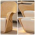 SOLARA Outdoor Woven Lounge Chair High-Rebound Cushion Breathable Backrest for Patio Terrace Indoor Lounge - Yellow