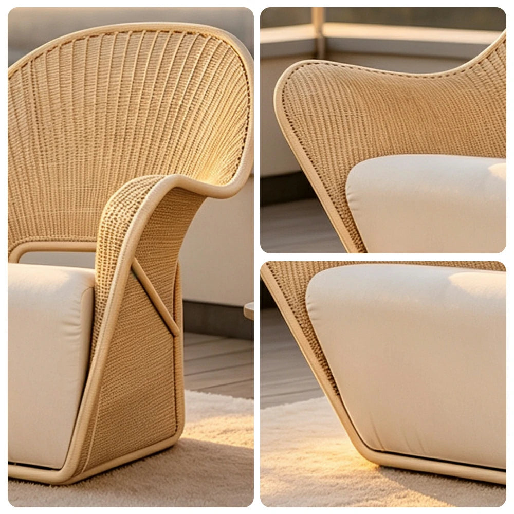 SOLARA Outdoor Woven Lounge Chair High-Rebound Cushion Breathable Backrest for Patio Terrace Indoor Lounge - Yellow