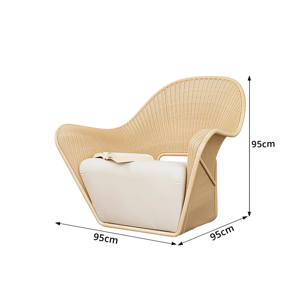 SOLARA Outdoor Woven Lounge Chair High-Rebound Cushion Breathable Backrest for Patio Terrace Indoor Lounge - Yellow