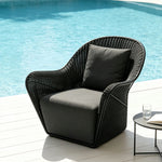 SOLARA Outdoor Woven Lounge Chair High-Rebound Cushion Breathable Backrest for Patio Terrace Indoor Lounge - Black