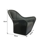 SOLARA Outdoor Woven Lounge Chair High-Rebound Cushion Breathable Backrest for Patio Terrace Indoor Lounge - Black