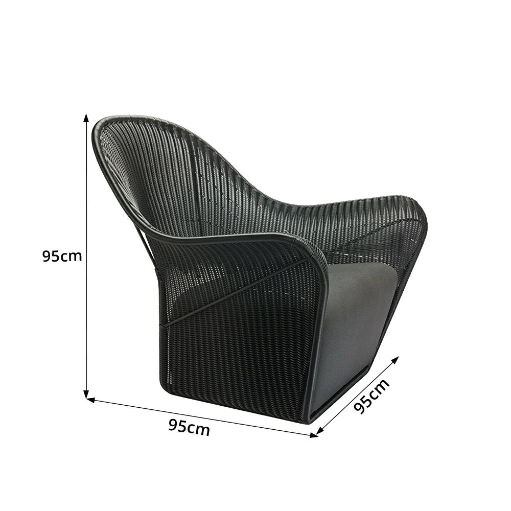 SOLARA Outdoor Woven Lounge Chair High-Rebound Cushion Breathable Backrest for Patio Terrace Indoor Lounge - Black