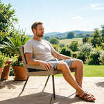 SOLARA Outdoor Rattan Lounge Sofa Waterproof Fabric Aluminium Legs Teak Frame for Patio Terrace Villa
